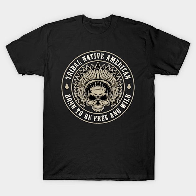 Indian Native American Chief Skull T-Shirt by Macphisto Shirts